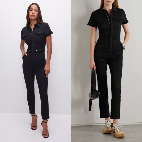 Good American Pants - Good American Fit For Success Denim Jumpsuit Black